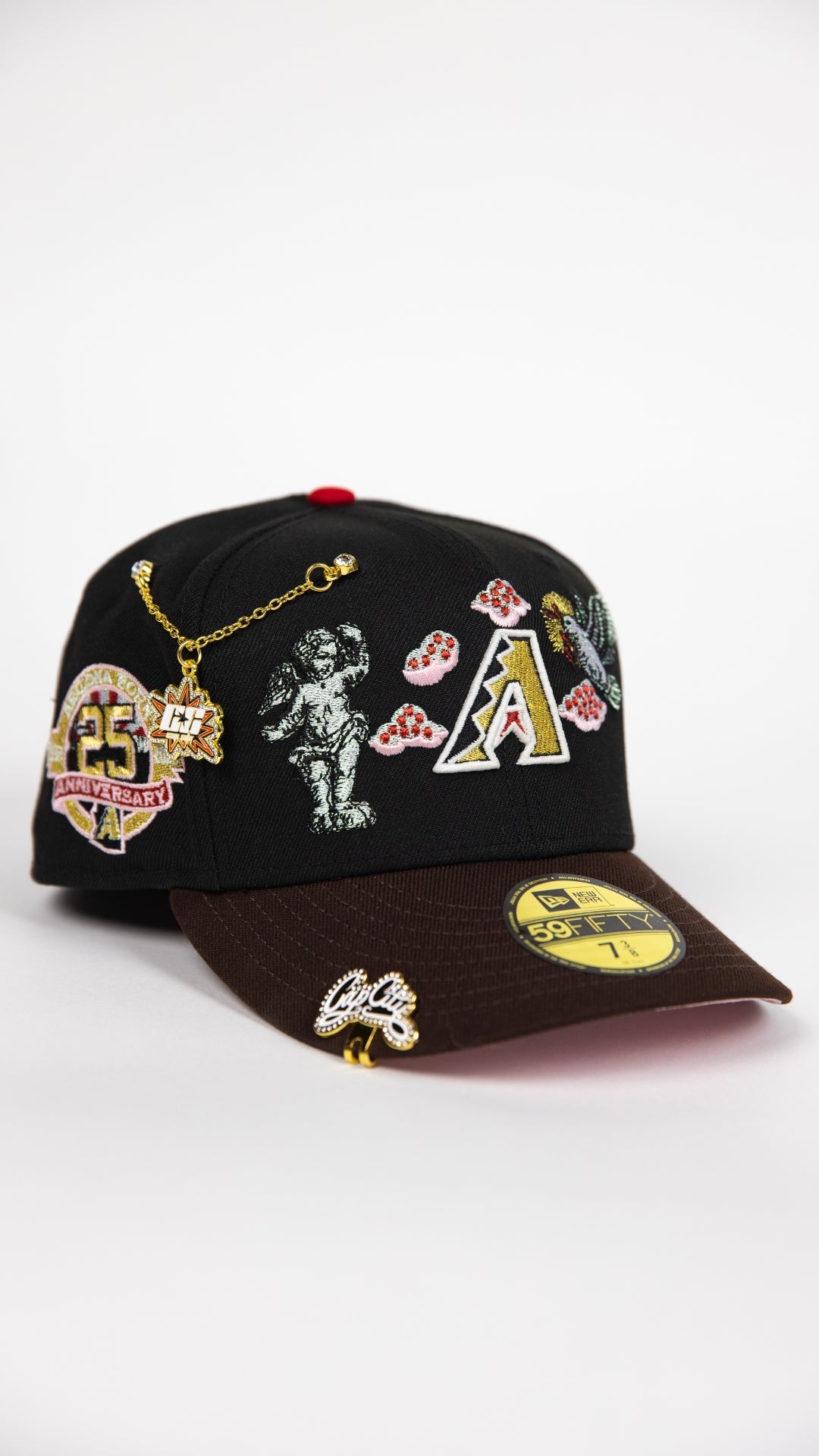 NEW ERA EXCLUSIVE 59FIFTY BLACK/ BROWN ARIZONA DIAMONDBACKS "CITY OF ANGELS" W/ 25TH ANNIVERSARY SIDE PATCH