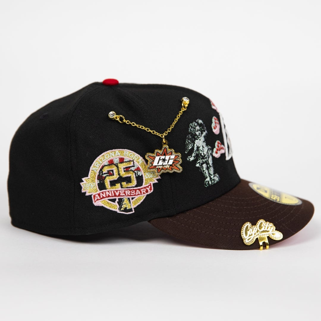 NEW ERA EXCLUSIVE 59FIFTY BLACK/ BROWN ARIZONA DIAMONDBACKS "CITY OF ANGELS" W/ 25TH ANNIVERSARY SIDE PATCH