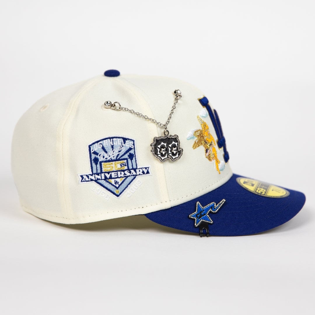 新品 LAAMS NEWERA 59fifty LOGO CAP 7 1/2 New Era LA Dodgers Gray 2 Tone MLB Leather Logo 59FIFTY Fitted Hat