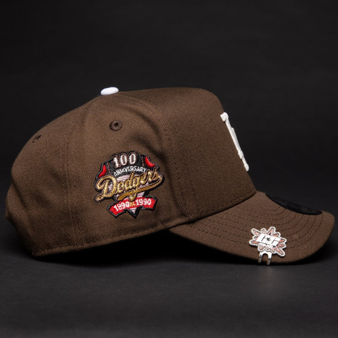 NEW ERA 9FIFTY A-FRAME BROWN LOS ANGELES DODGERS SNAPBACK W/ 100TH ANNIVERSARY SIDE PATCH