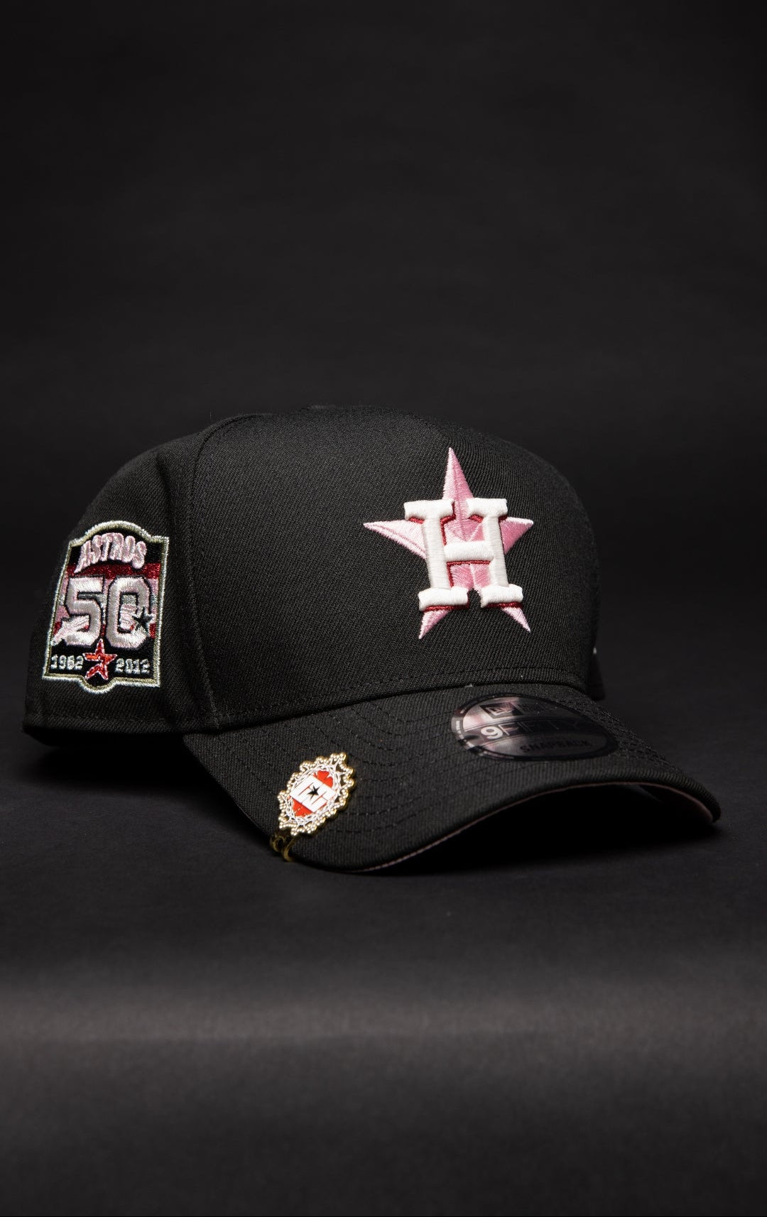 NEW ERA 9FIFTY A-FRAME BLACK HOUSTON ASTROS SNAPBACK W/ 50TH ANNIVERSARY SIDE PATCH