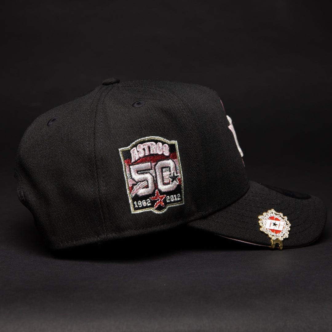 NEW ERA 9FIFTY A-FRAME BLACK HOUSTON ASTROS SNAPBACK W/ 50TH ANNIVERSARY SIDE PATCH