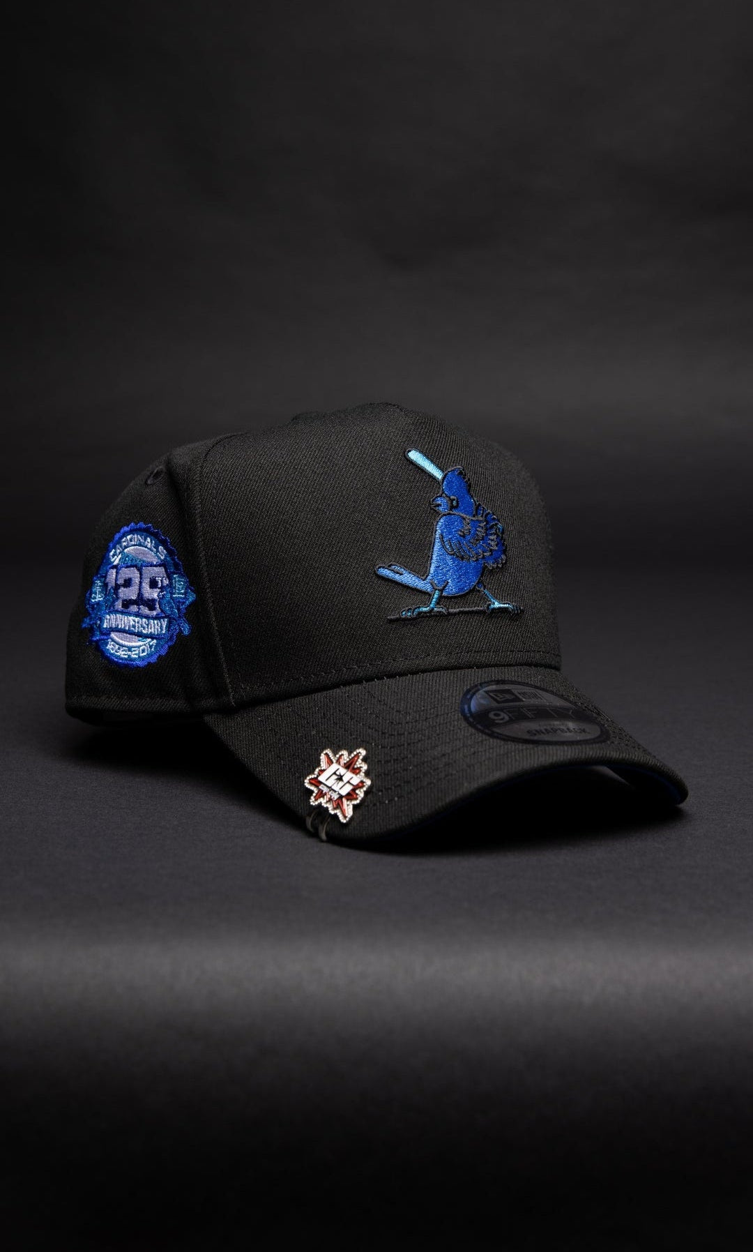 NEW ERA 9FIFTY A-FRAME BLACK ST LOUIS CARDINALS SNAPBACK W/ 125TH ANNIVERSARY SIDE PATCH