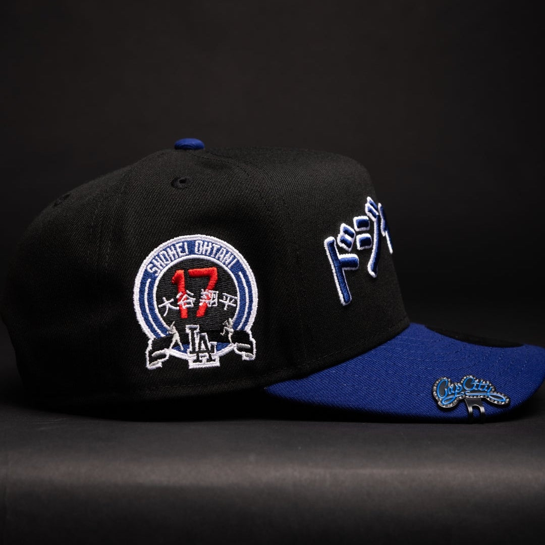 NEW ERA 9FIFTY A-FRAME BLACK/BLUE LOS ANGELES DODGERS JAPANESE SCRIPT W/ SHOHEI OHTANI SIDE PATCH