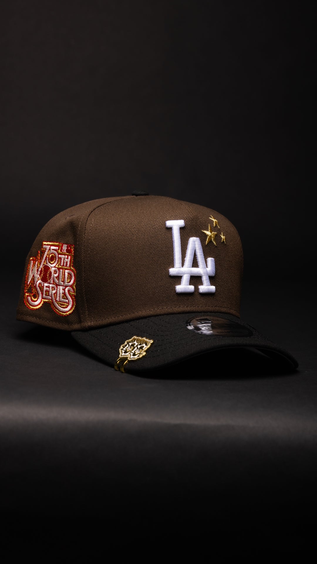 NEW ERA 9FIFTY A-FRAME BROWN/BLACK LOS ANGELES DODGERS SNAPBACK W/ 75TH ANNIVERSARY SIDE PATCH