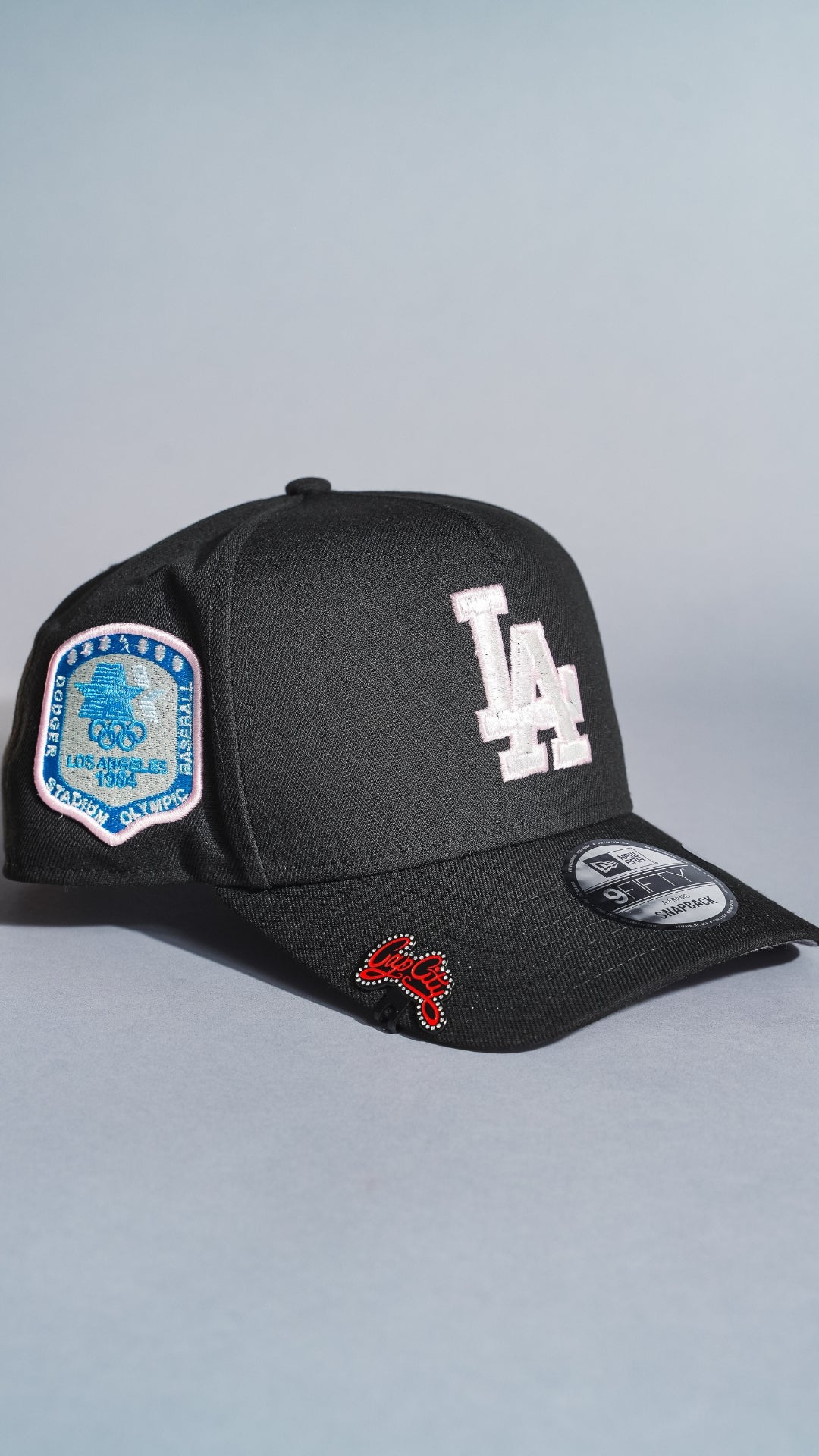 NEW ERA 9FIFTY A-FRAME BLACK LOS ANGELES DODGERS SNAPBACK W/ 1984 OLYMPIC SIDE PATCH