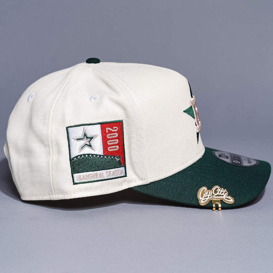 NEW ERA 9FIFTY A-FRAME CHROME/FOREST GREEN HOUSTON ASTROS SNAPBACK W/ 2000 INAUGURAL SESON SIDE PATCH