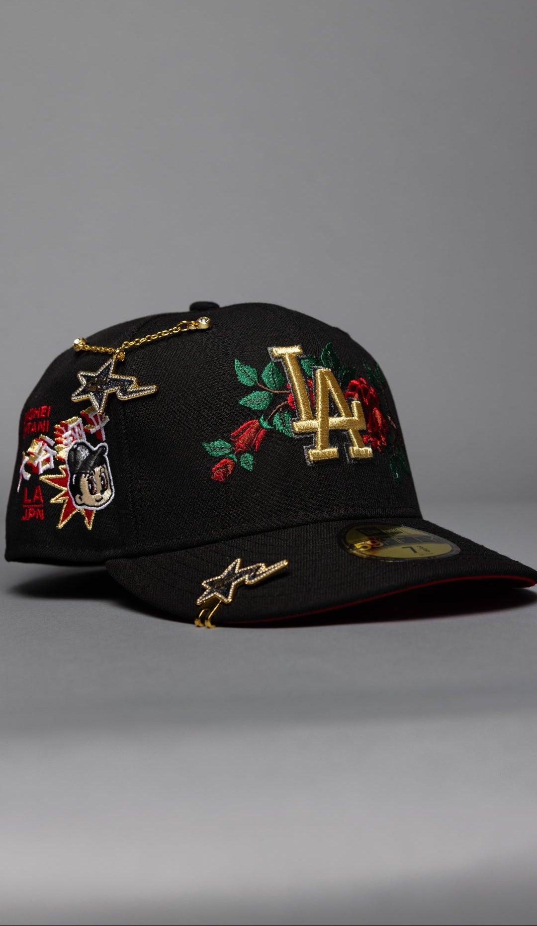 NEW ERA EXCLUSIVE 59FIFTY BLACK LOS ANGELES DODGERS W/ EMBROIDERY + SHOHEI OHTANI SIDE PATCH
