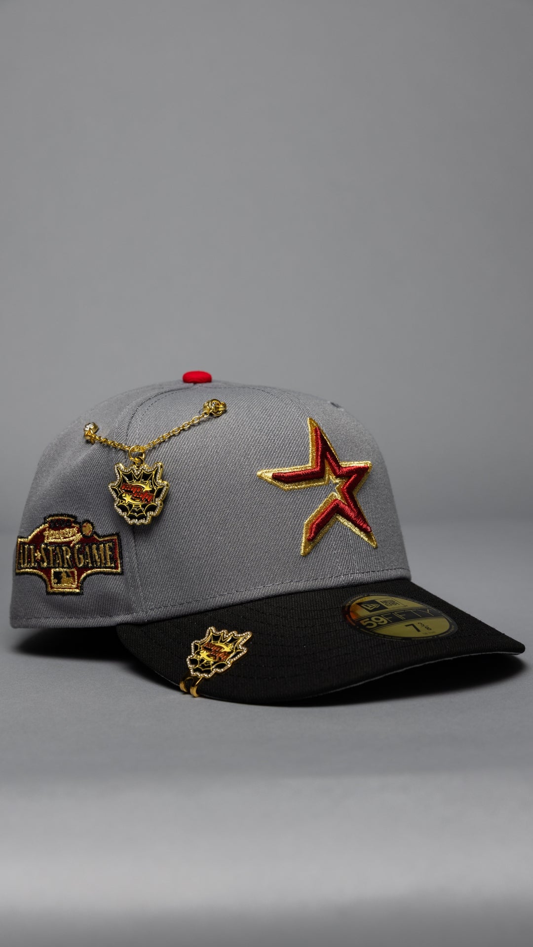 NEW ERA EXCLUSIVE 59FIFTY LIGHT GREY/BLACK HOUSTON ASTROS W/ ALL STAR GAME SIDE PATCH