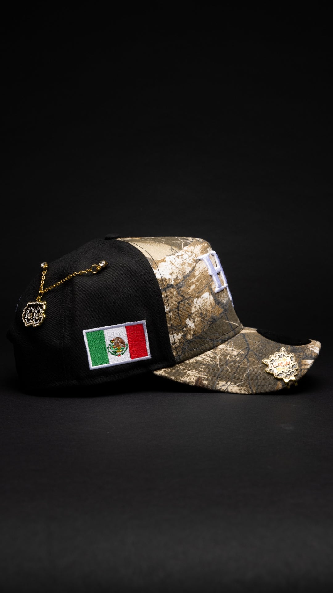 NEW* HERENCIA DE PATRONES x NEW ERA x CAP CITY REALTREE "HERENCIA LOGO" 9FIFTY A-FRAME W/ MEXICAN FLAG SIDE PATCH -FREE BLIP INCLUDED