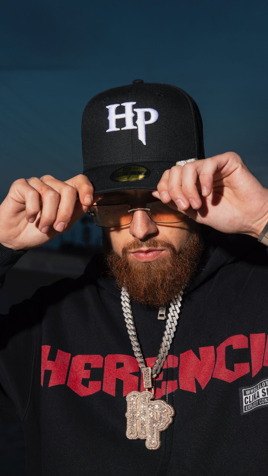 PRE ORDER - HERENCIA DE PATRONES x NEW ERA x CAP CITY BLACK "HERENCIA HP LOGO" 59FIFTY FITTED W/ MEXICAN FLAG SIDE PATCH -SHIPS IN 8-10 WEEKS