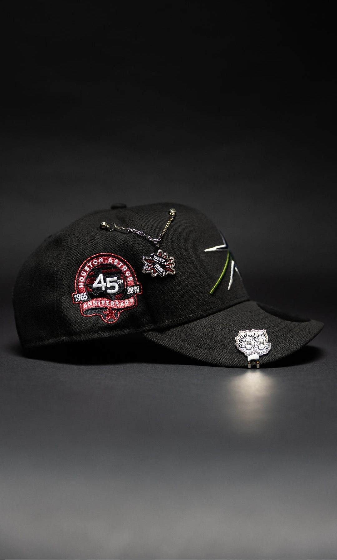 NEW ERA EXCLUSIVE 9FIFTY BLACK HOUSTON ASTROS SNAPBACK W/ RED ROSE + 45TH ANNIVERSARY SIDE PATCH