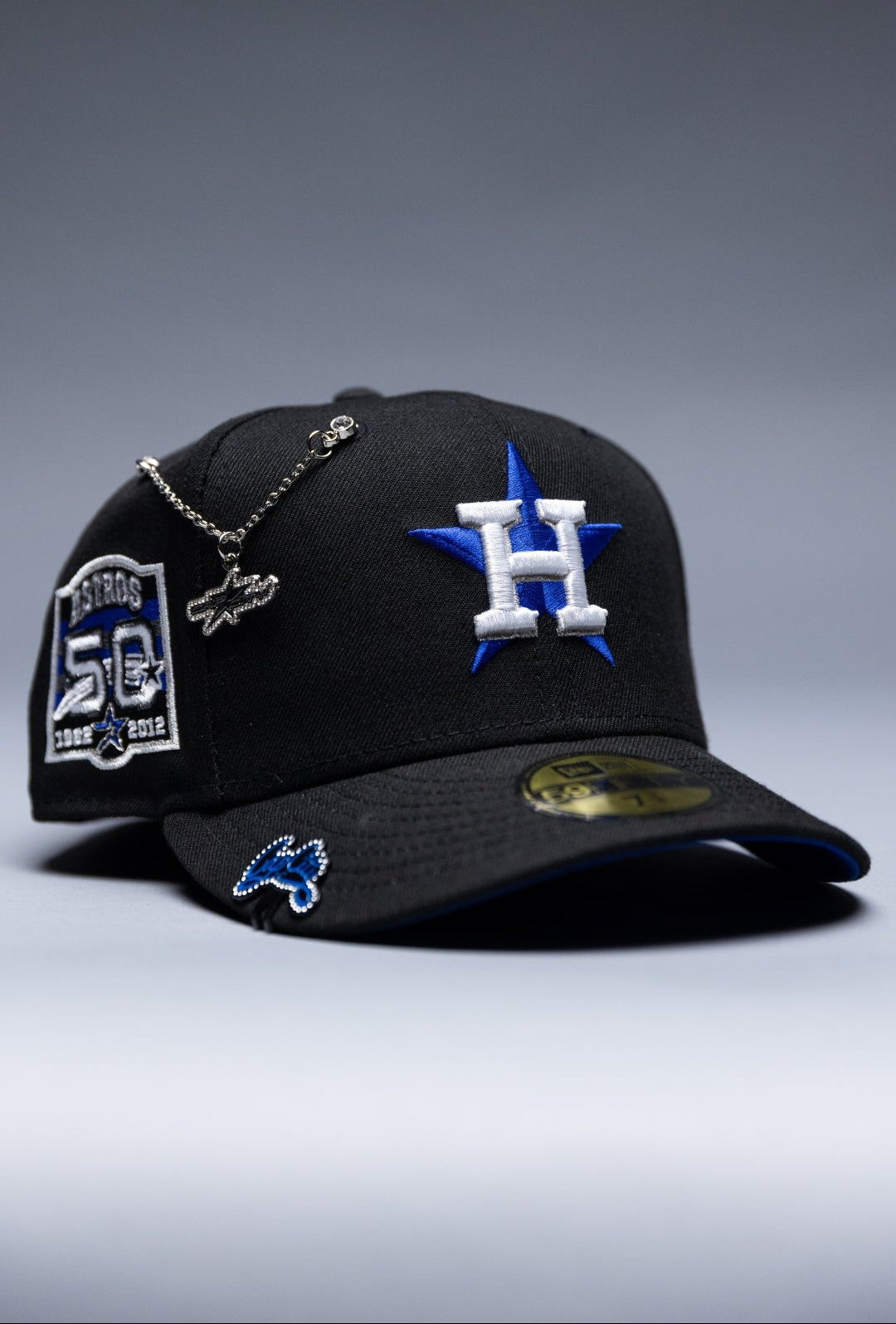 NEW ERA EXCLUSIVE 59FIFTY BLACK HOUSTON ASTROS W/ 50TH ANNIVERSARY SIDE PATCH