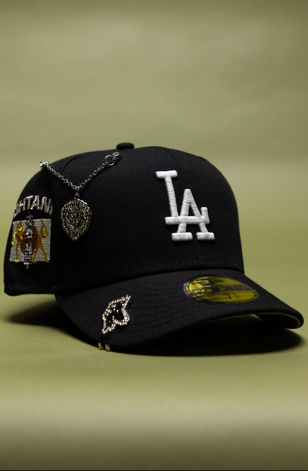 NEW ERA EXCLUSIVE 59FIFTY BLACK LOS ANGELES DODGERS W/ JAPAN FLAG SIDE PATCH