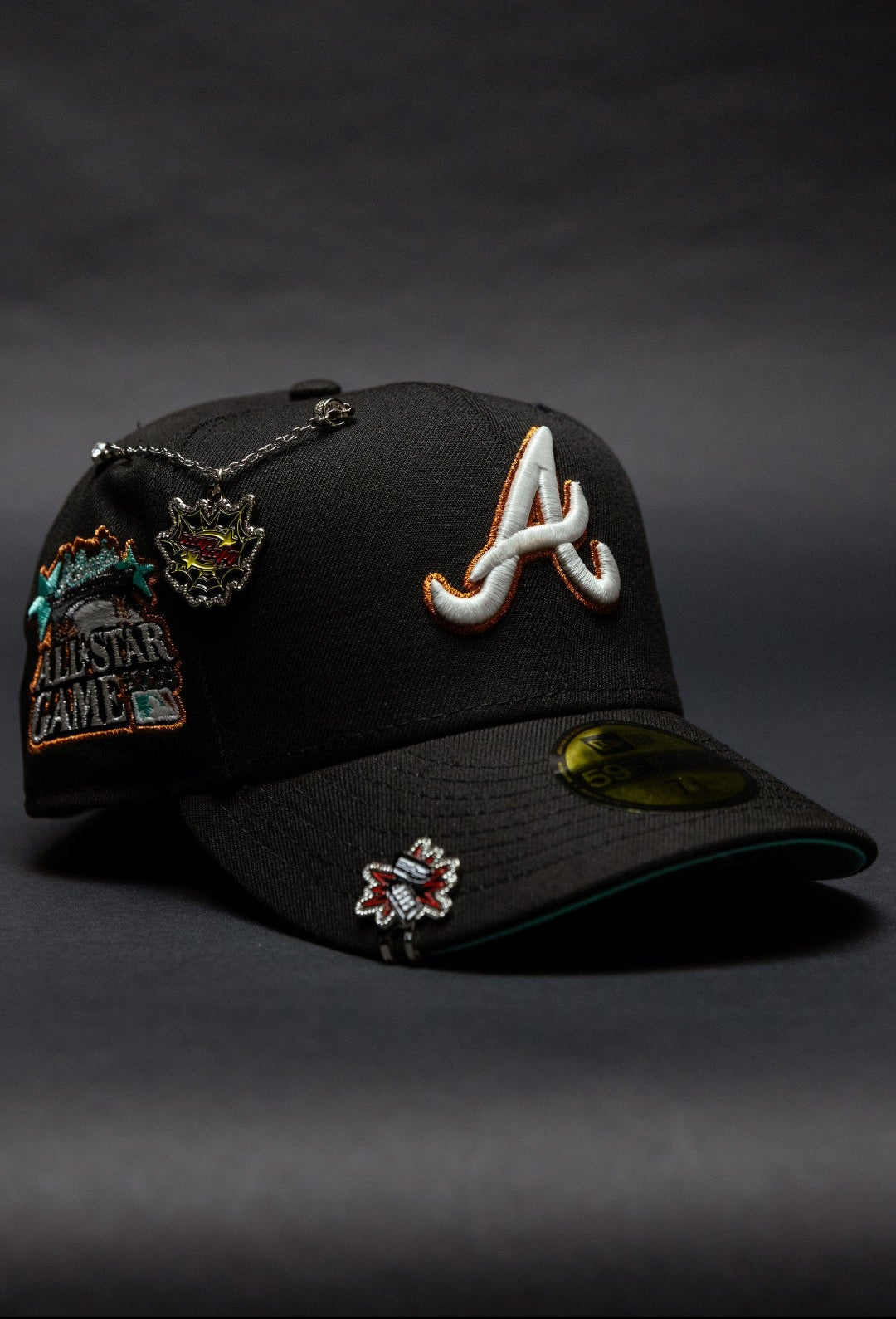 NEW ERA EXCLUSIVE 59FIFTY BLACK ATLANTA BRAVES W/ 2000 ALL STAR GAME SIDE PATCH