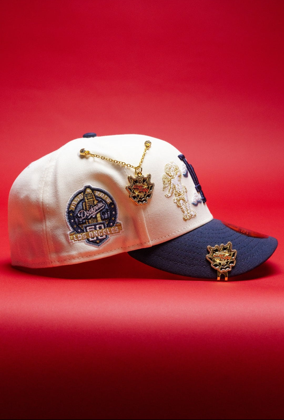 NEW ERA EXCLUSIVE 59FIFTY CHROME/NAVY LOS ANGELES DODGERS "HEAVENLY CITY" W/ 60TH ANNIVERSARY SIDE PATCH