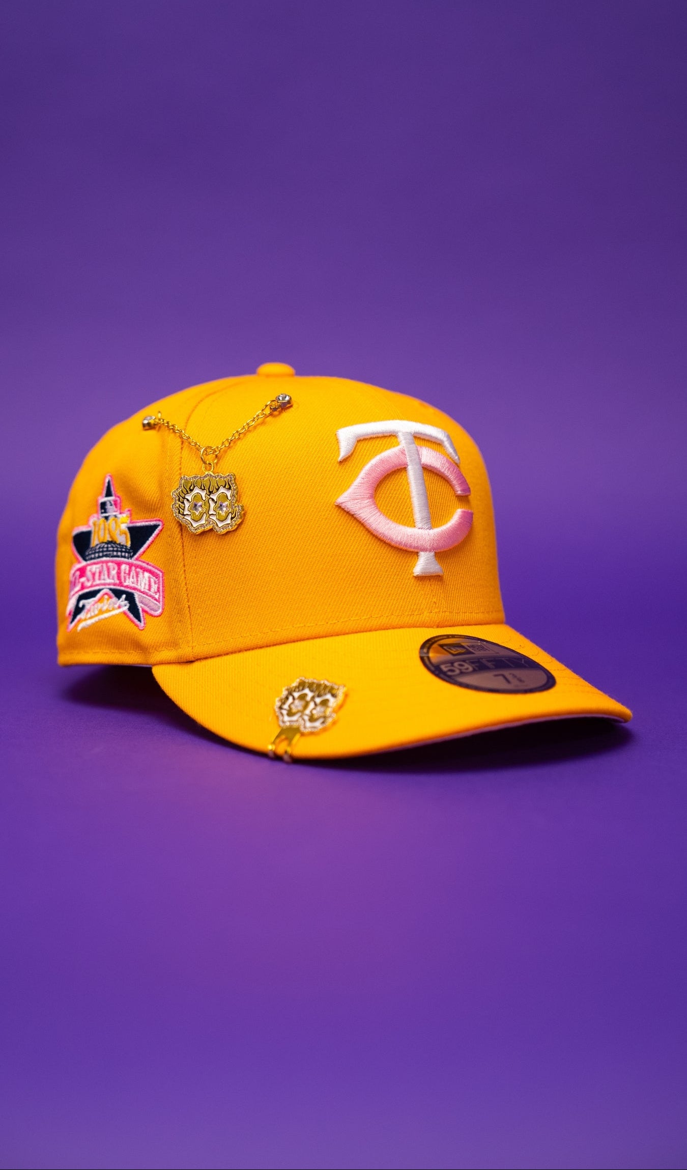 NEW ERA EXCLUSIVE 59FIFTY YELLOW MINNESOTA TWINS W/ ALL STAR GAME SIDE PATCH