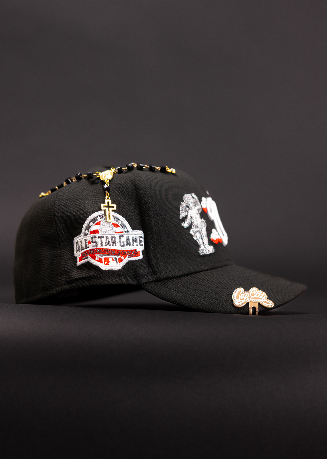 NEW ERA EXCLUSIVE 59FIFTY BLACK WASHINGTON NATIONALS "HEAVENLY CITY" W/ ALL STAR GAME SIDE PATCH