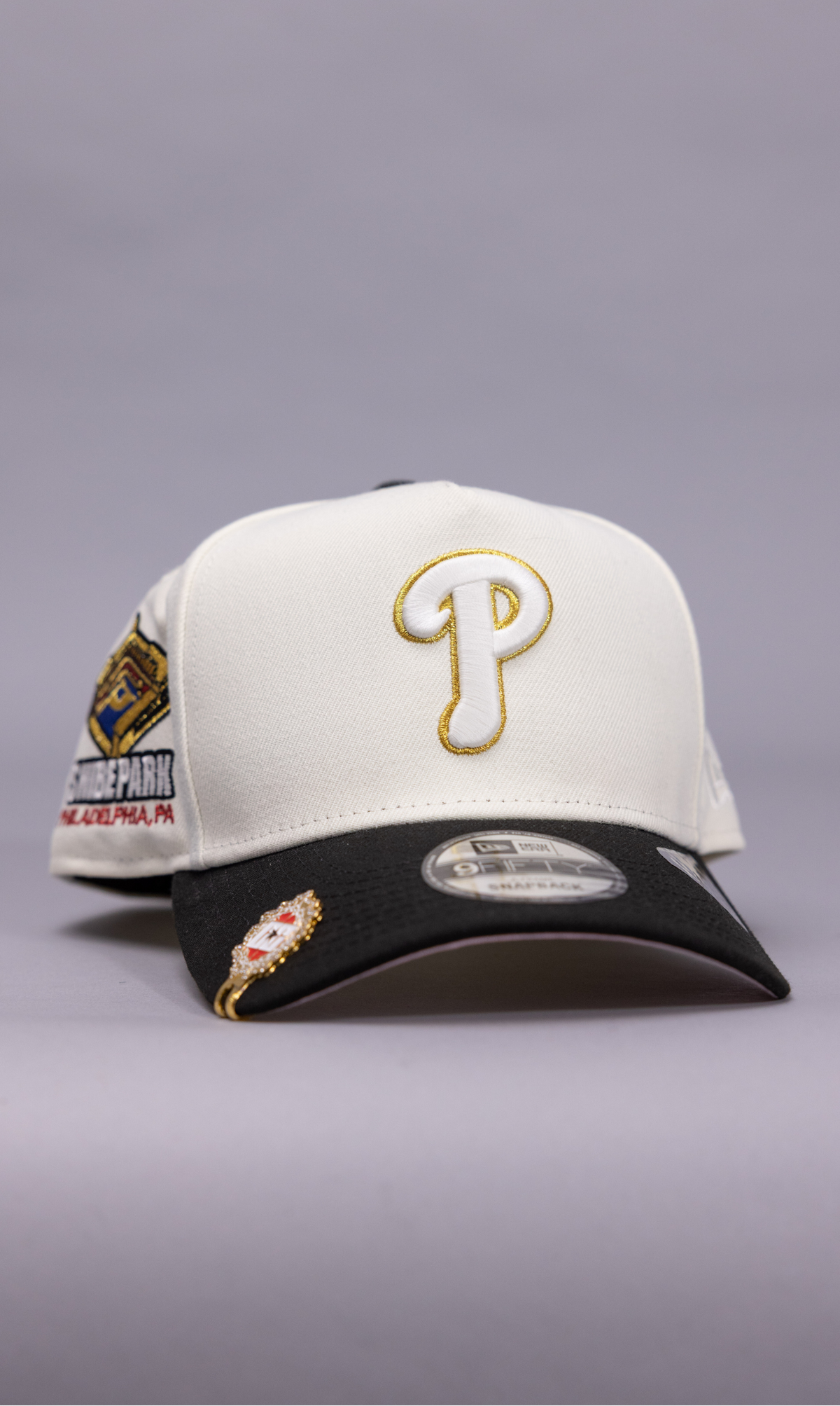 New Era 9Fifty A-Frame Chrome/Black Philadelphia Phillies Snapback W/ Shibe Park Side Patch