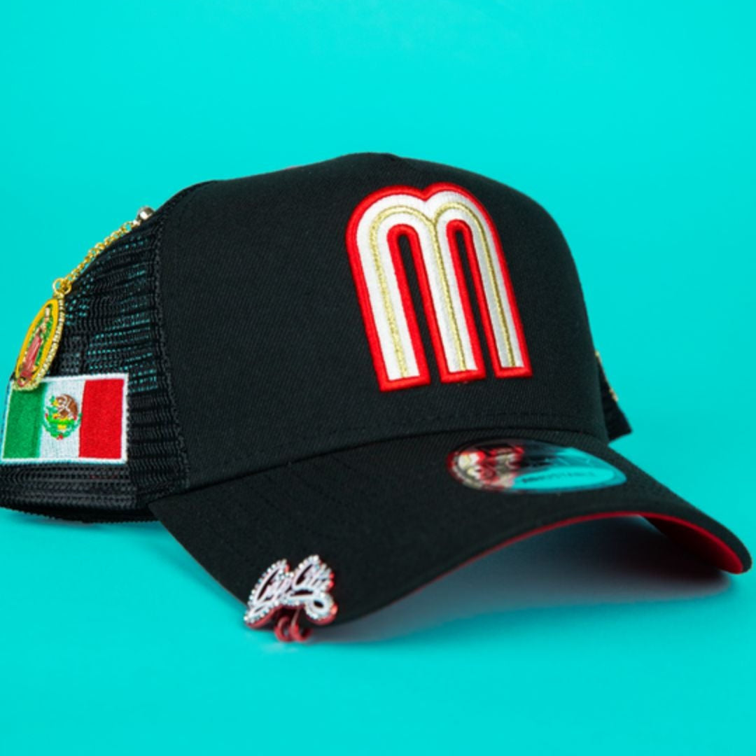 NEW ERA 9FORTY A-FRAME BLACK MEXICO MESHBACK W/ MEXICO FLAG SIDE PATCH