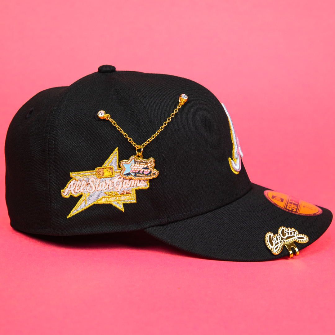 NEW ERA EXCLUSIVE 59FIFTY BLACK ATLANTA BRAVES W/ ALL STAR GAME SIDE PATCH