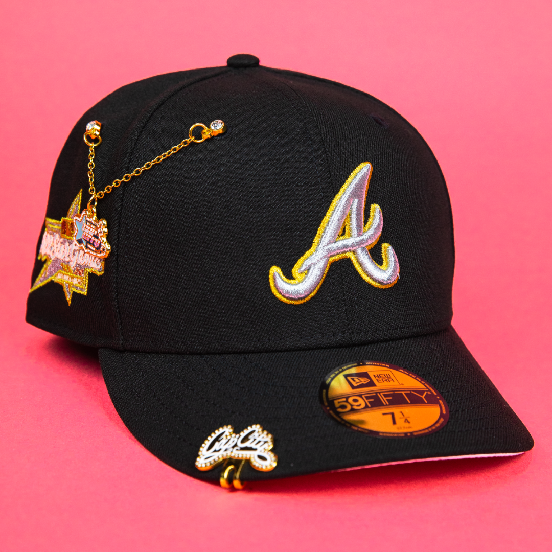 NEW ERA EXCLUSIVE 59FIFTY BLACK ATLANTA BRAVES W/ ALL STAR GAME SIDE PATCH