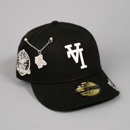 NEW ERA EXCLUSIVE 59FIFTY BLACK UPSIDE DOWN LOS ANGELES DODGERS W/ 60TH ANNIVERSARY SIDE PATCH
