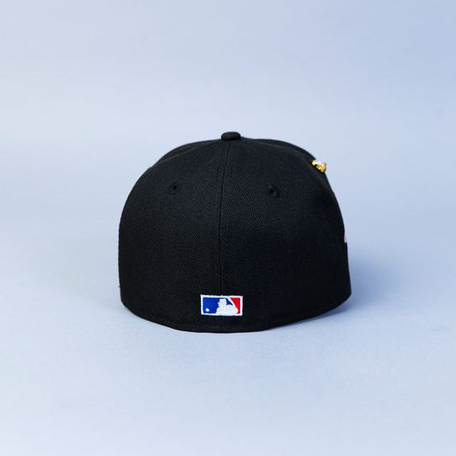 NEW ERA EXCLUSIVE 59FIFTY BLACK BALTIMORE ORIOLES W/ 25TH ANNIVERSARY SIDE PATCH