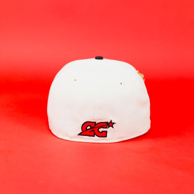 NEW ERA EXCLUSIVE 59FIFTY CHROME/ BLACK SAN JUDAS W/ "CAP CITY 15TH ANNIVERSARY" SIDE PATCH
