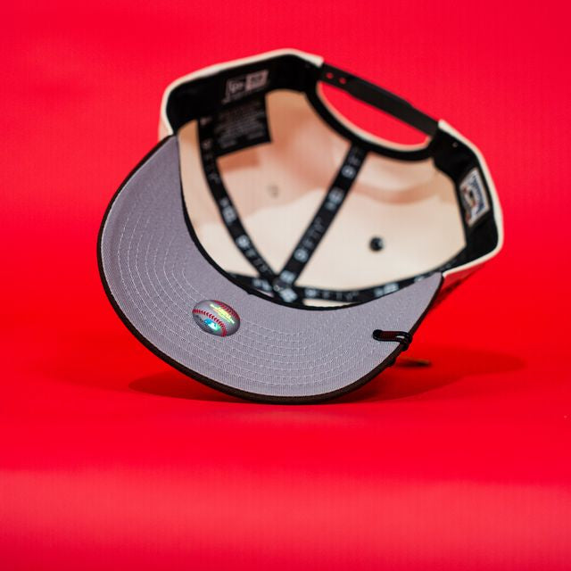 NEW ERA EXCLUSIVE 9FIFTY A-FRAME CHROME/ BROWN ATLANTA BRAVES SNAPBACK W/ 1999 WORLD SERIES SIDE PATCH
