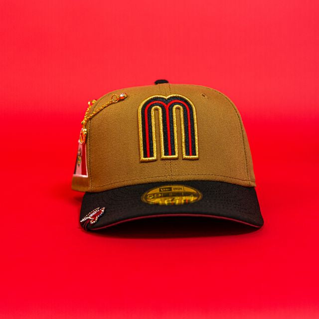 NEW ERA EXCLUSIVE 59FIFTY DARK KHAKI/BLACK MEXICO 2025 WORLD BASEBALL CLASSIC W/ MEXICO FLAG SIDE PATCH