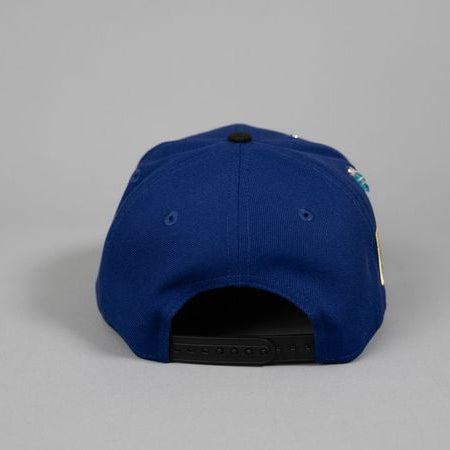 NEW ERA EXCLUSIVE 9FIFTY BLUE/ BLACK UPSIDE DOWN LOS ANGELES DODGERS SNAPBACK W/ 2020 WORLD SERIES SIDE PATCH