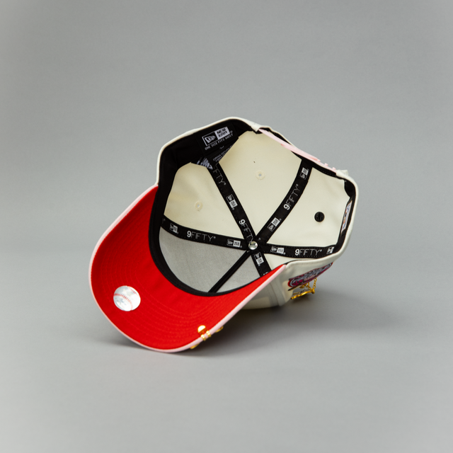NEW ERA EXCLUSIVE 9FIFTY A-FRAME CHROME/ PINK SAN DIEGO PADRES SNAPBACK W/ ROSES + 40TH ANNIVERSARY SIDE PATCH