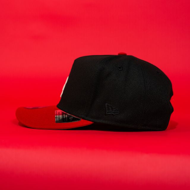 NEW ERA EXCLUSIVE 9FIFTY A-FRAME BLACK/ RED LOS ANGELES DODGERS SNAPBACK W/ 40TH ANNIVERSARY SIDE PATCH