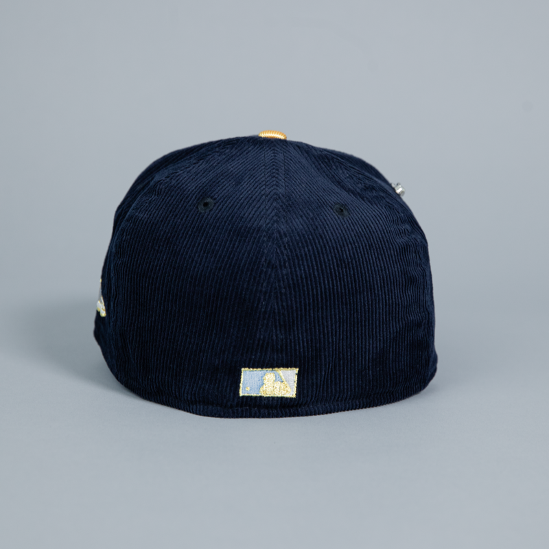 NEW ERA EXCLUSIVE 59FIFTY NAVY CORDUROY LOS ANGELES DODGERS SCRIPT W/ DDOGER STADIUM SIDE PATCH