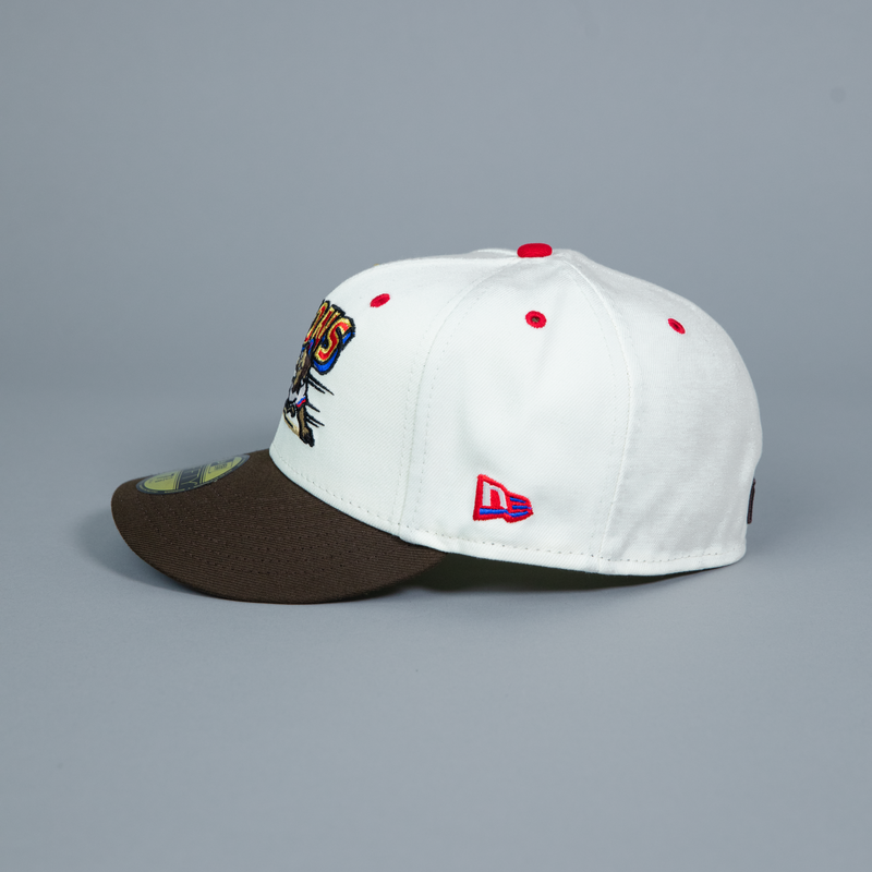 NEW ERA EXCLUSIVE 59FIFTY CHROME/ WALNUT BUFFALO BISONS W/ 25TH ANNIVERSARY PATCH