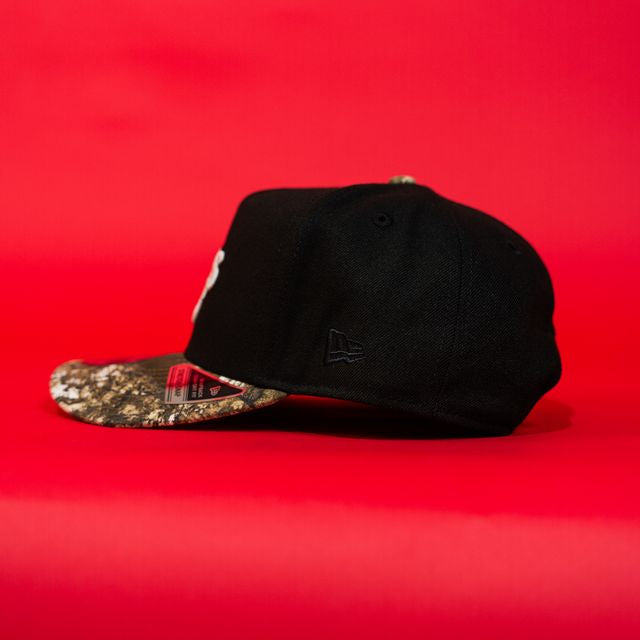 NEW ERA EXCLUSIVE 9FIFTY A-FRAME BLACK/ REALTREE OAKLAND A'S W/ 50TH ANNIVERSARY SIDE PATCH