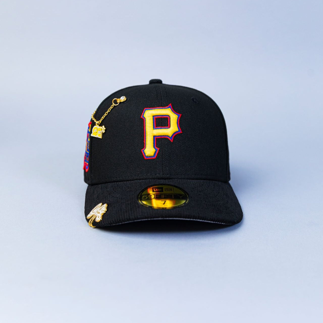 NEW ERA EXCLUSIVE 59FIFTY BLACK PITTSBURGH PIRATES W/ 75TH WORLD SERIES SIDE PATCH