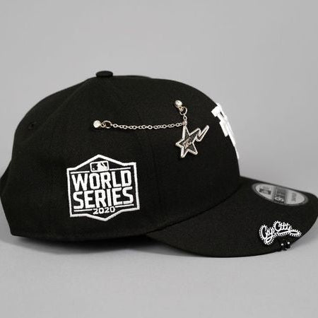 NEW ERA EXCLUSIVE 9FIFTY BLACK UPSIDE DOWN LOS ANGELES DODGERS SNAPBACK W/ 2020 WORLD SERIES SIDE PATCH
