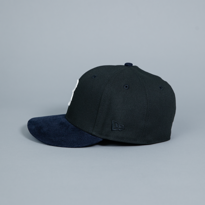 NEW ERA EXCLUSIVE 59FIFTY BLACK/ NAVY CORDUROY BROOKLYN DODGERS W/ "JACKIE ROBINSON" SIDE PATCH