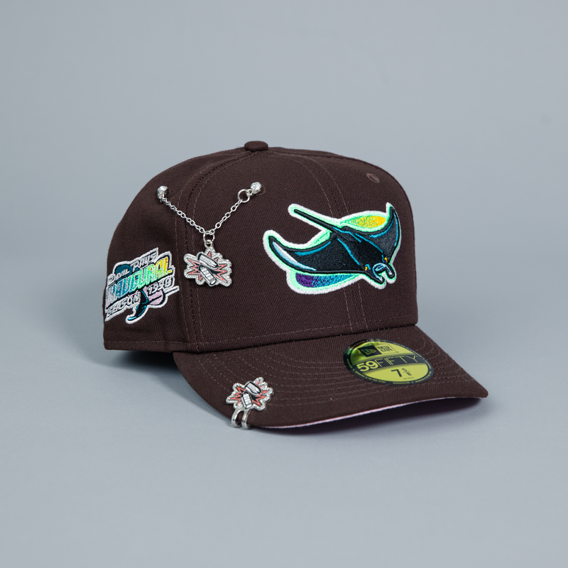 NEW ERA EXCLUSIVE 59FIFTY DARK BROWN TAMPA BAY DEVILRAYS W/ 1998 INAUGURAL SEASON SIDE PATCH