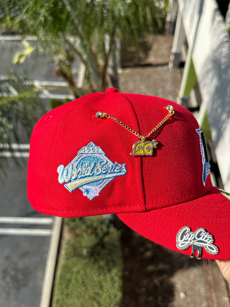 NEW ERA EXCLUSIVE 59FIFTY RED FLORIDA MARLINS W/ 1997 WORLD SERIES PATCH (PINK UV)