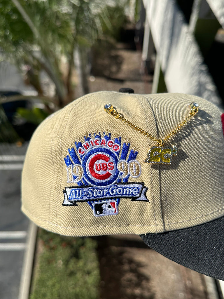 NEW ERA EXCLUSIVE 59FIFTY CREAM/BLACK CHICAGO CUBS W/ 1990 ALL STAR GAME PATCH (RED UV)