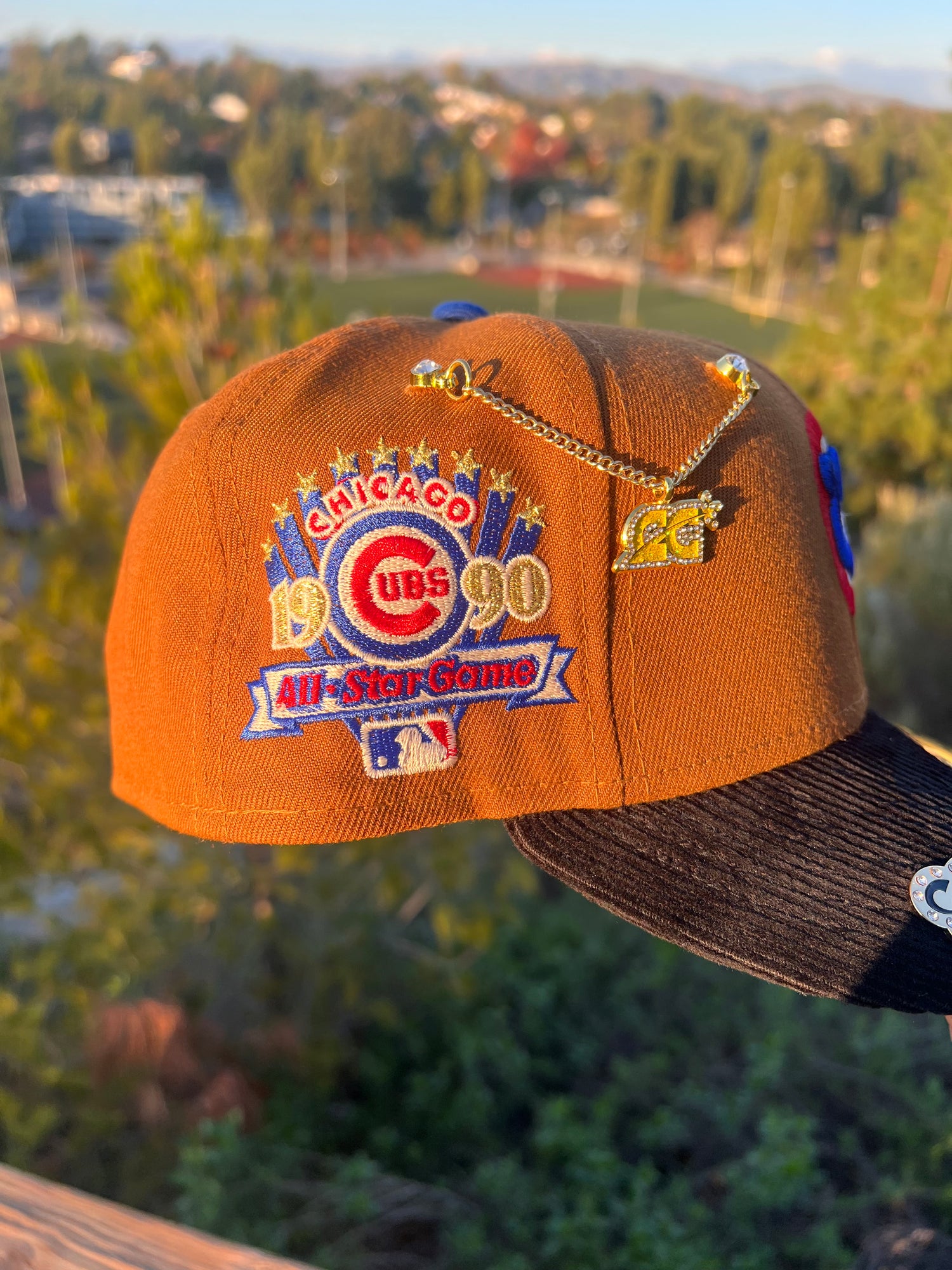 NEW ERA EXCLUSIVE 59FIFTY TAN/CORDUROY CHICAGO CUBS W/ 1990 ALL STAR GAME PATCH