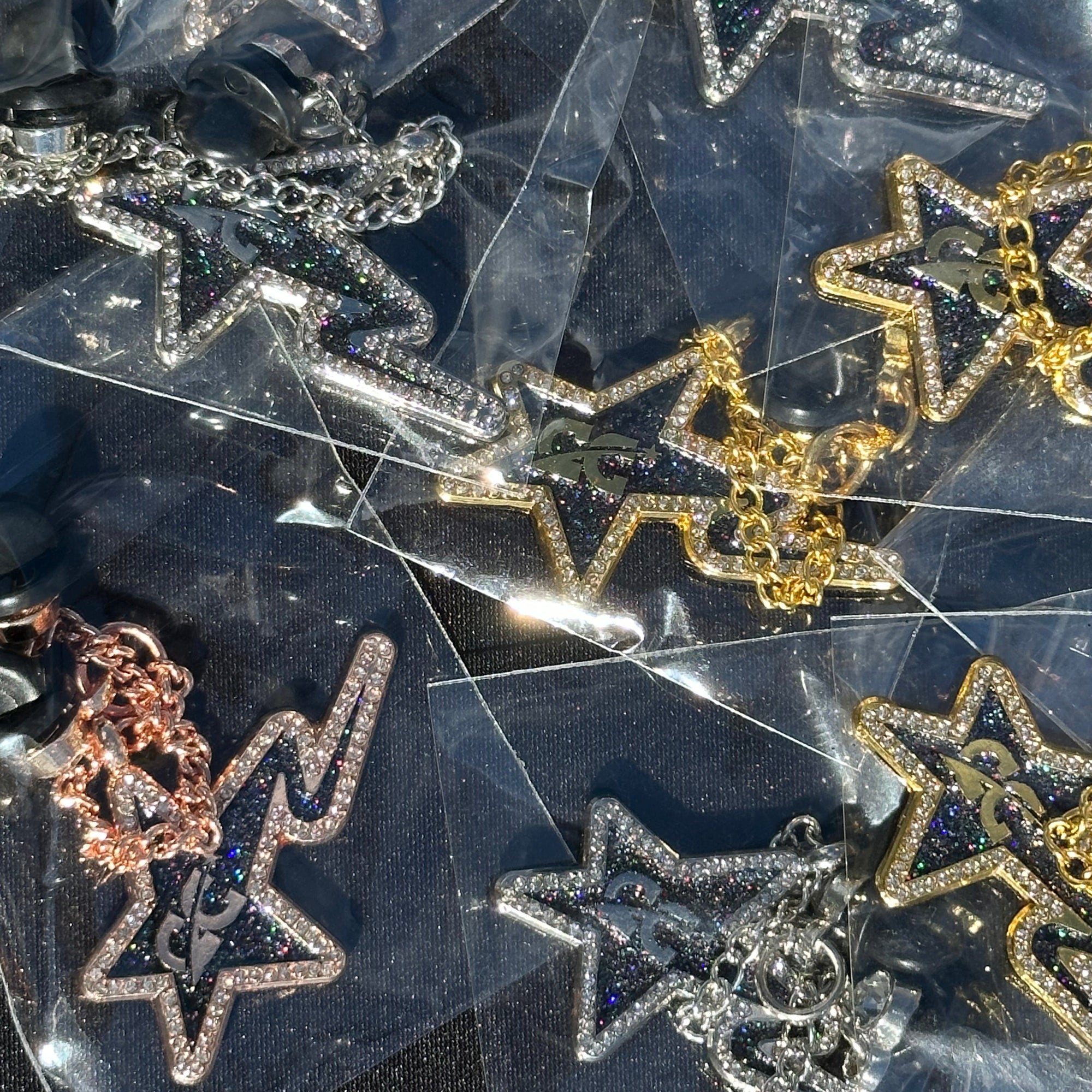 NEW* 3PACK ICED OUT CAP CITY STAR CHAINS W/ RHINESTONES (GOLD, SILVER & ROSE GOLD) VERY LIMITED