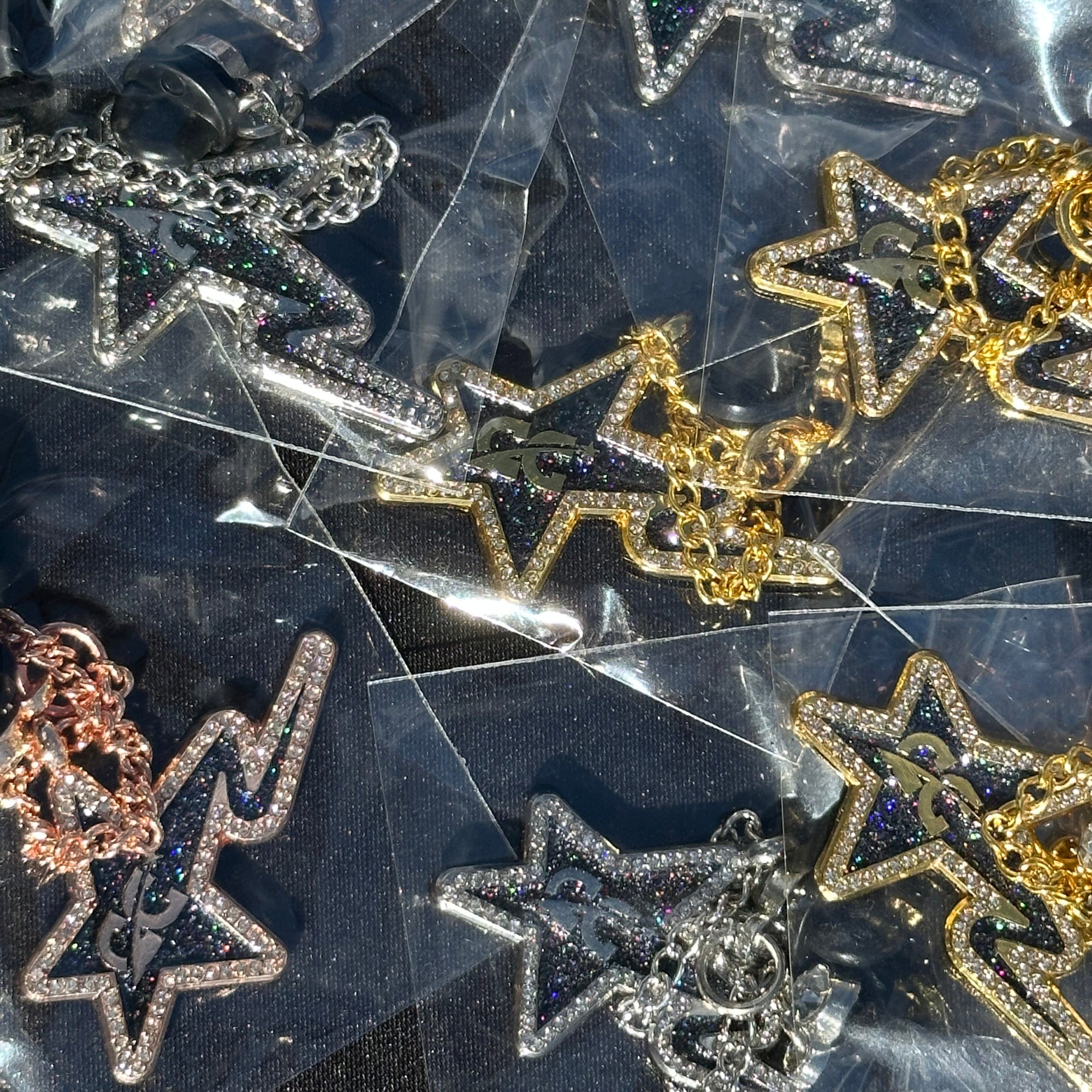 NEW* 3PACK ICED OUT CAP CITY STAR CHAINS W/ RHINESTONES (GOLD, SILVER & ROSE GOLD) VERY LIMITED