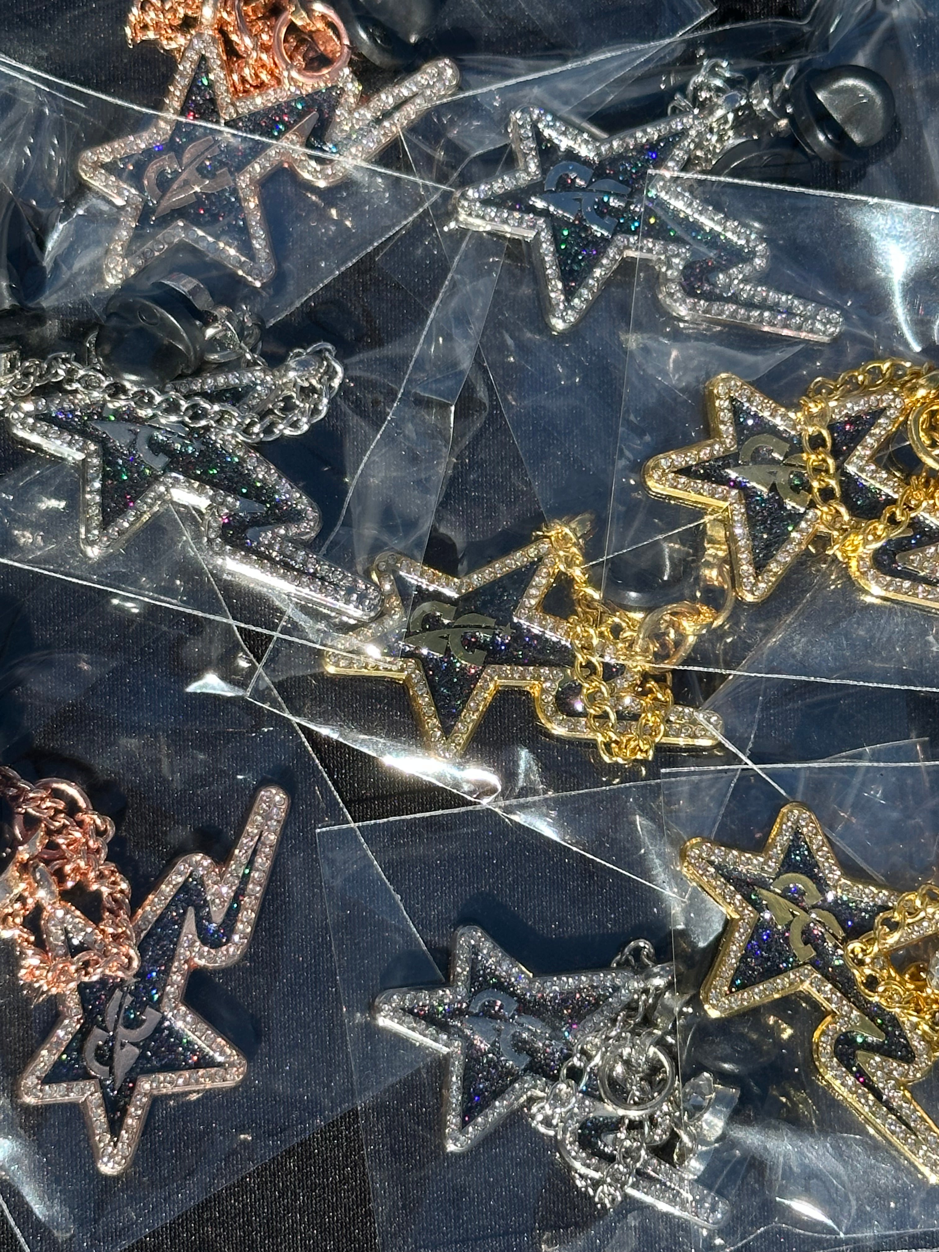 NEW* 3PACK ICED OUT CAP CITY STAR CHAINS W/ RHINESTONES (GOLD, SILVER & ROSE GOLD) VERY LIMITED