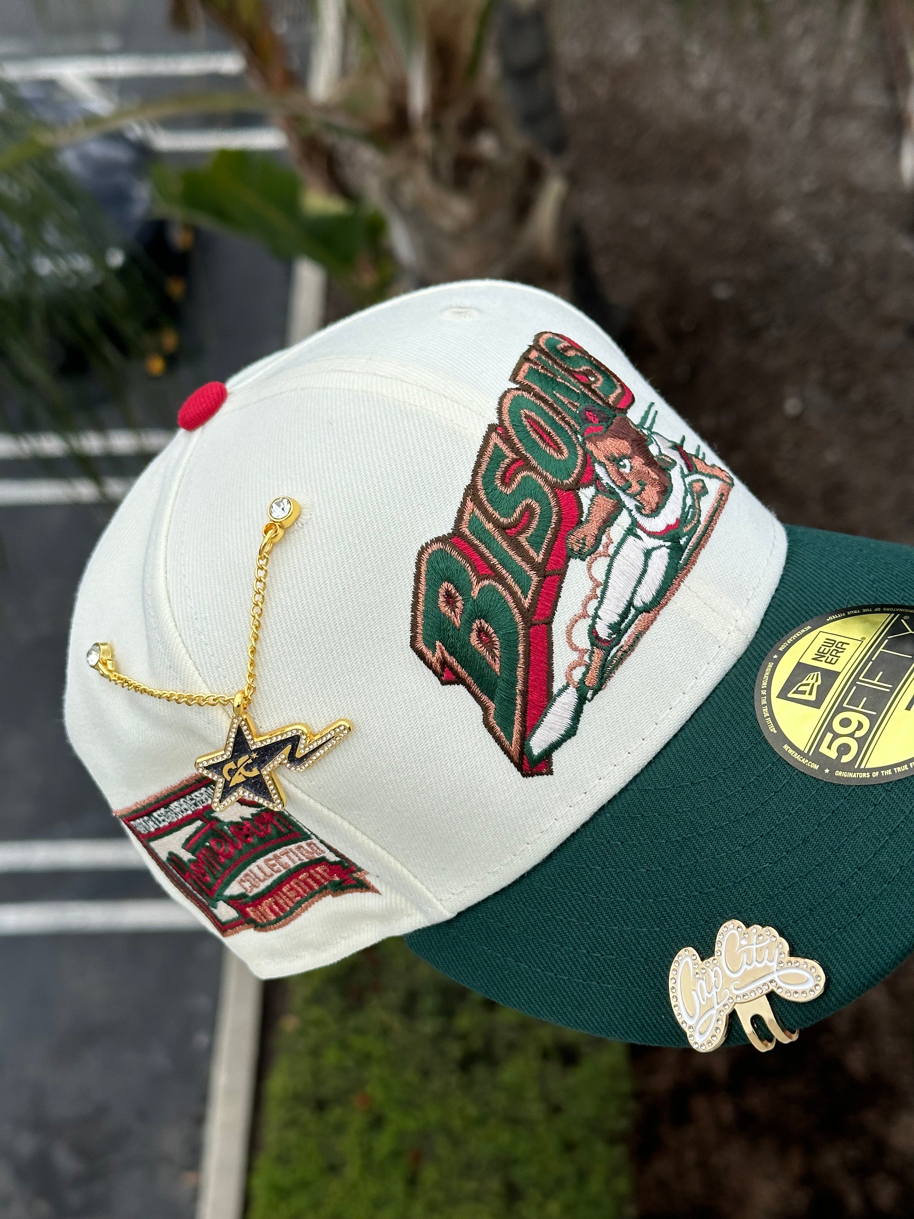 NEW ERA EXCLUSIVE 59FIFTY CHROME WHITE/FOREST GREEN BUFFALO BISONS W/
