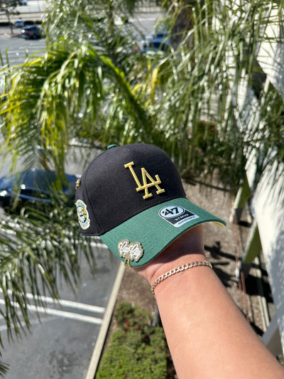 NEW* BLACK/FOREST GREEN LOS ANGELES DODGERS '47 MVP ADJUSTABLE SNAPBACK W/ 1ST WORLD CHAMPIONSHIP PATCH (YELLOW UV)