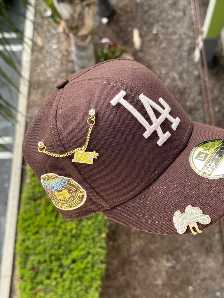 NEW ERA EXCLUSIVE 59FIFTY BROWN LOS ANGELES DODGERS W/ WORLD SERIES PATCH (ICY UV)